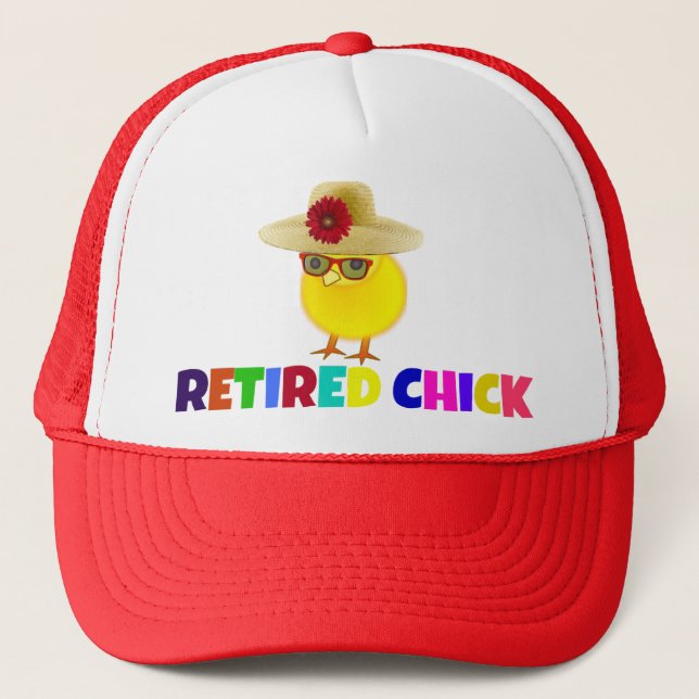 Retired Chick, colorful design Trucker Hat (Front)