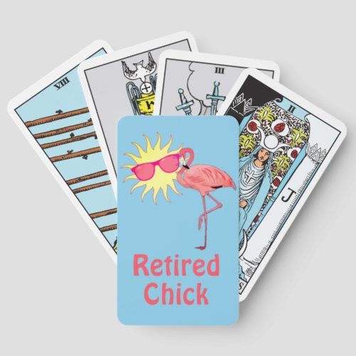 Retired Chick Flamingo Happy Sun Face Playing Cards