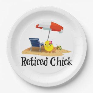 Retired Chick - hibiscus Paper Plates