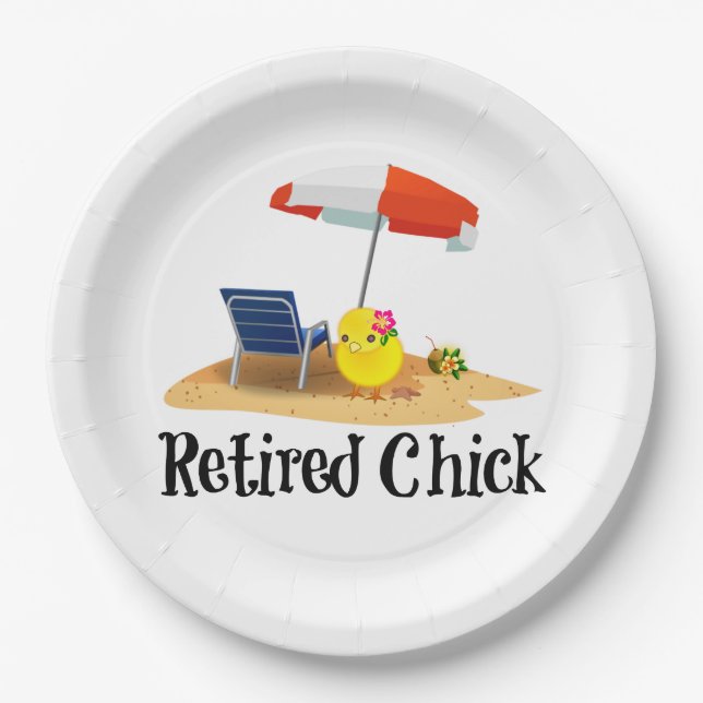 Retired Chick - hibiscus Paper Plates (Front)