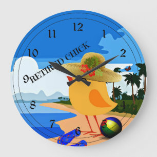 Retired Chick - Humor Large Clock