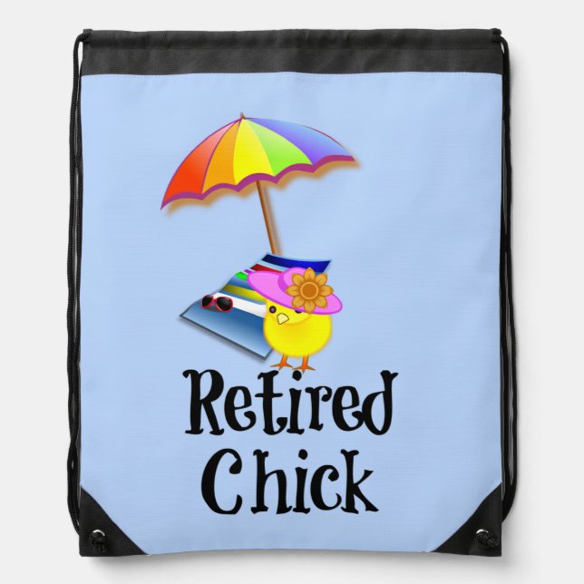 Retired chick, oh so cute drawstring bag (Front)