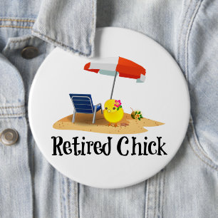 Retired Chick on the Beach Button