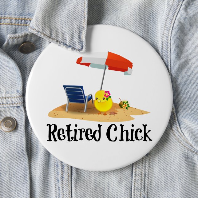 Retired Chick on the Beach Button (In Situ)