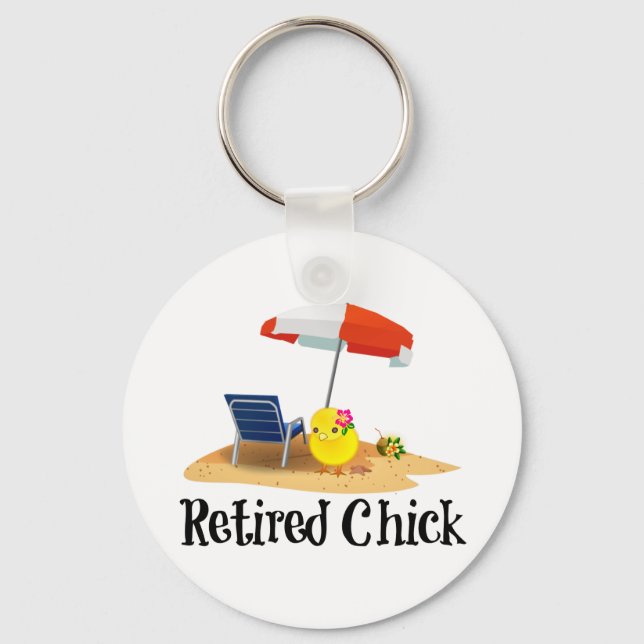 Retired Chick on the Beach Keychain (Front)