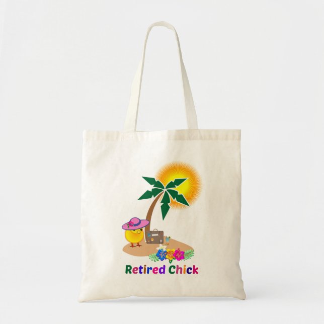 Retired Chick on Tropical Island Tote Bag (Front)