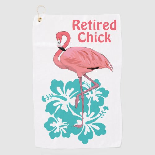 Retired Chick Pink Flamingo Tropical Flowers Golf Towel