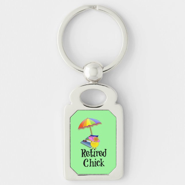 Retired Chick, Retirement Humor Keychain (Front)