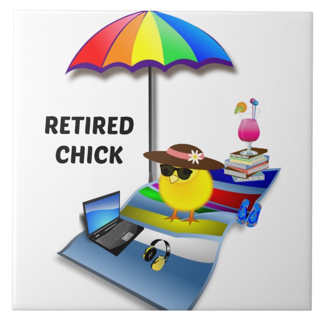 Retired Chick, so cute, Ceramic Tile (Front)