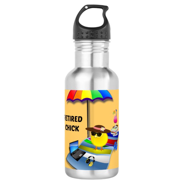 Retired Chick Stainless Steel Water Bottle (Front)