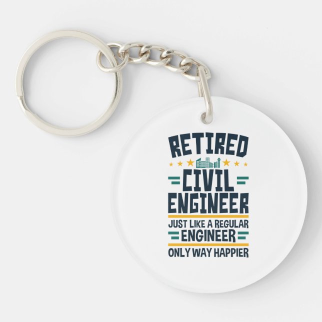 Retired Civil Engineer Engineering Retirement Keychain (Front)