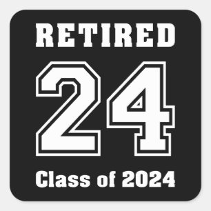 Retired Class of 2024 Collegiate Sports Dark Color Square Sticker
