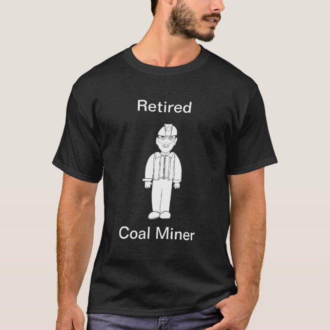 Retired Coal Miner Outline Drawing Tshirts (Front)