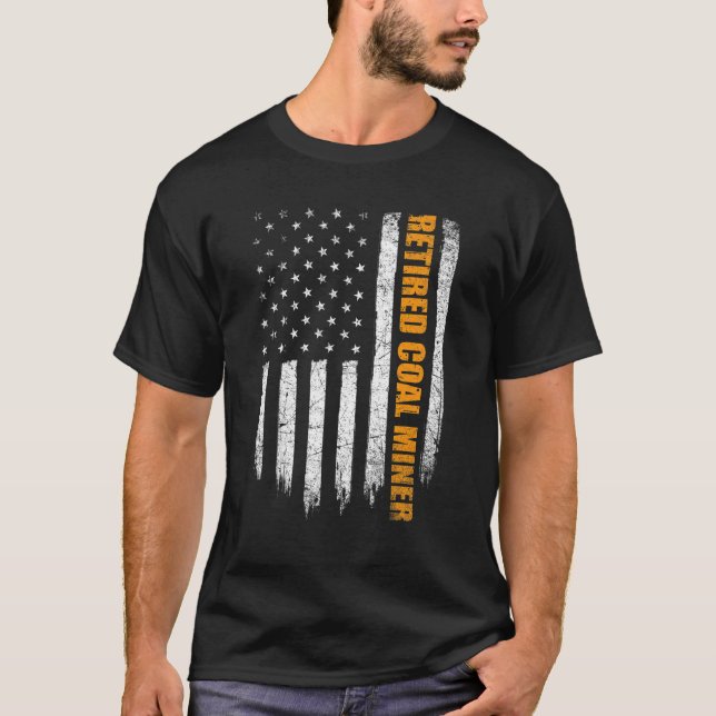 Retired Coal Miner - USA American Flag Underground T-Shirt (Front)
