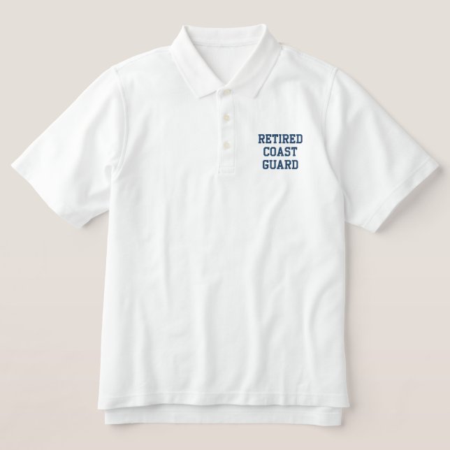 Retired Coast Guard Embroidered Polo Shirt (Design Front)