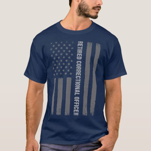 Retired Correctional Officer American Flag Gift T_Shirt