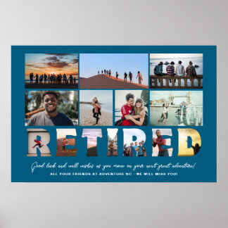 Retired Coworker Boss Retirement Photo Collage Poster