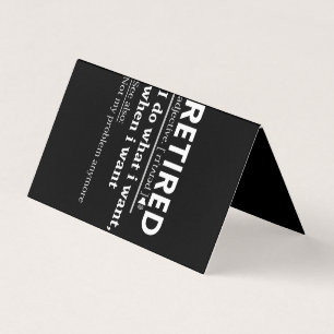 retired definition, funny retirement business card