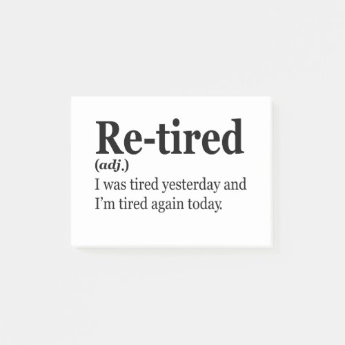 Retired Definition Funny Retirement Exaustion Pun  Post_it Notes