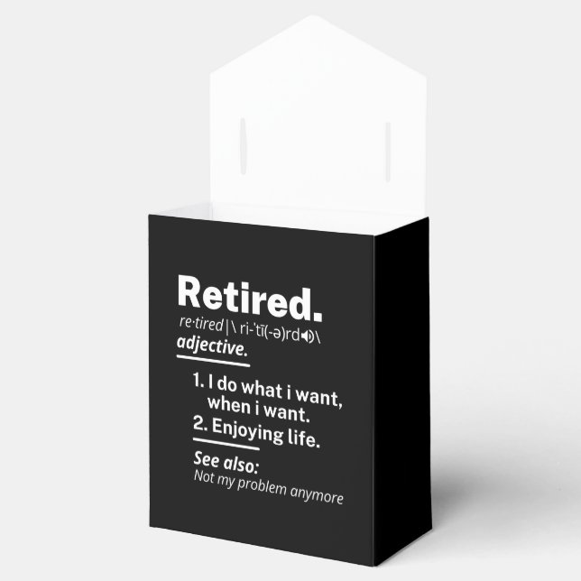 retired. definition funny retirement favor boxes (Opened)