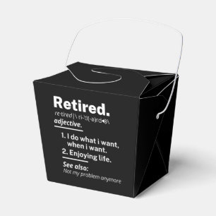 retired. definition funny retirement favor boxes