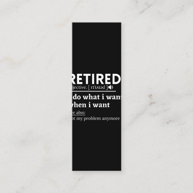 retired definition, funny retirement, loyalty card (Front)