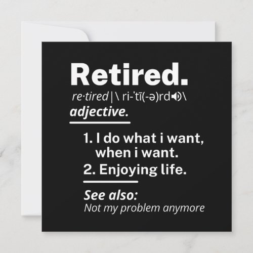 retired definition funny retirement note card