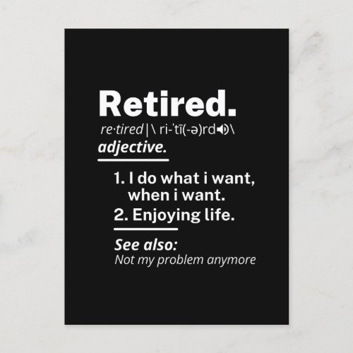 retired definition funny retirement postcard