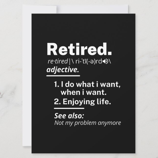 retired. definition funny retirement save the date (Front)
