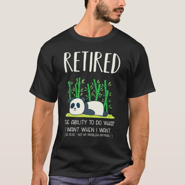 Retired Definition Lazy Panda  Retirement Gag T-Shirt (Front)