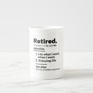 Retired Definition noun, Funny Retirement Gag Gift Bone China Mug