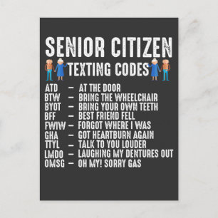 Retired elderly Person Senior Citizen Texting Code Postcard