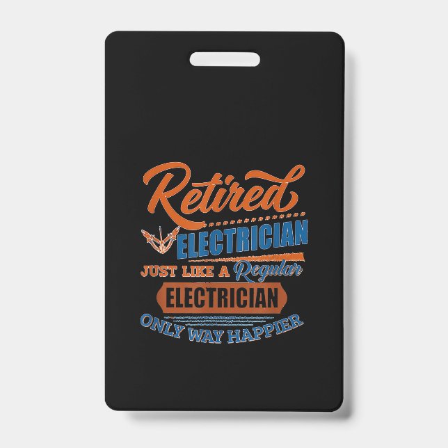 Retired Electrician - Electrician Gift Badge (Front)