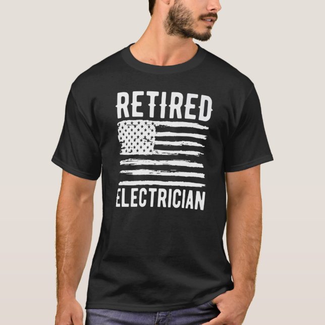 Retired Electrician Profession American Flag Premi T-Shirt (Front)