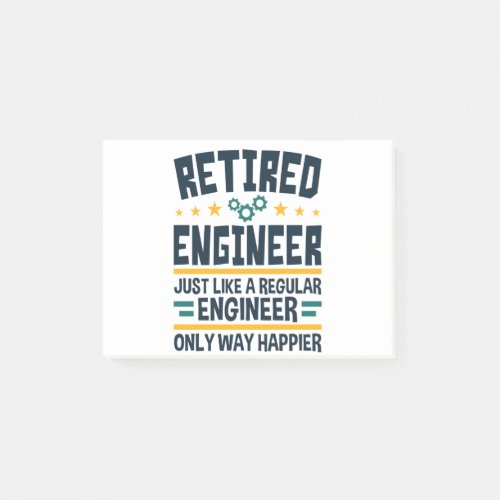 Retired Engineer Engineering Retirement Happier Post_it Notes
