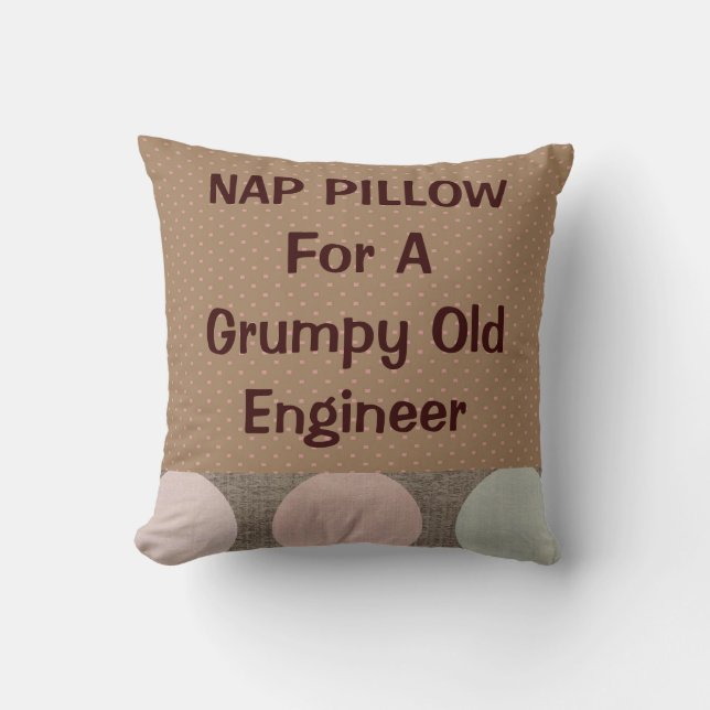 Retired Engineer "Nap Pillow" Throw Pillow (Front)
