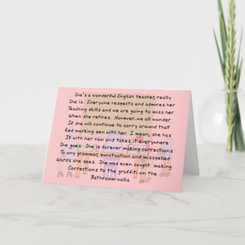 Retired English Teacher Story Art Gifts Card