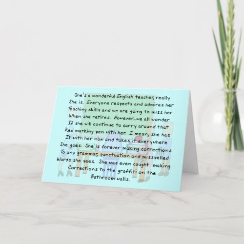 Retired English Teacher Story Art Gifts Card