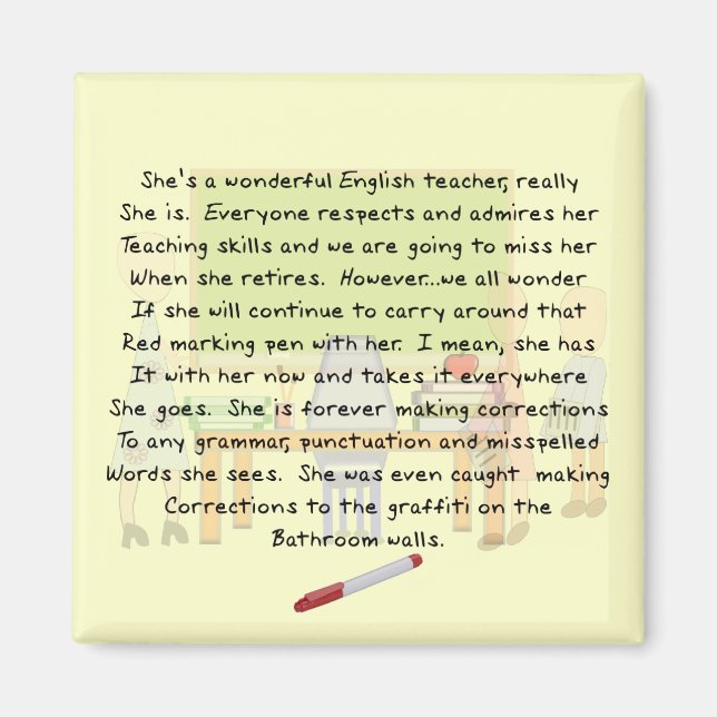 Retired English Teacher Story Art Gifts Magnet (Front)