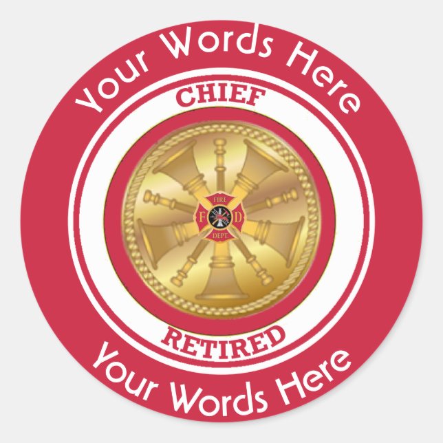 Retired Fire Chief Classic Round Sticker (Front)