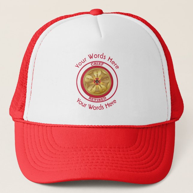 Retired Fire Chief Custom Gold Bugles Trucker Hat (Front)