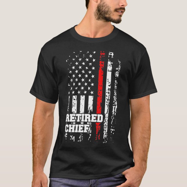 Retired Fire Chief  Firefighter Rank Retirement T-Shirt (Front)