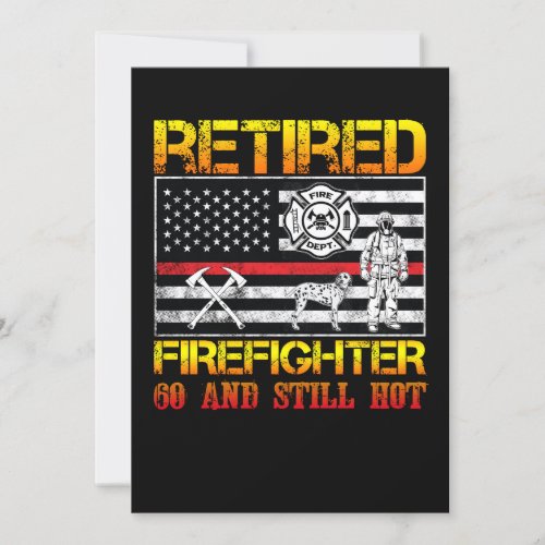 Retired Firefighter 60th Birthday Thin Red Line Invitation