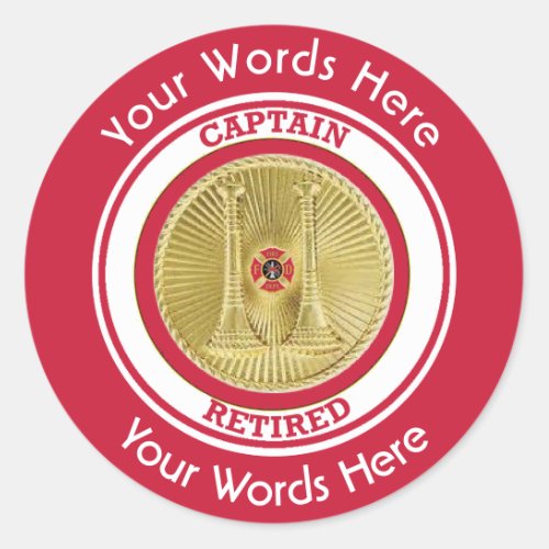 Retired Firefighter Captain Classic Round Sticker