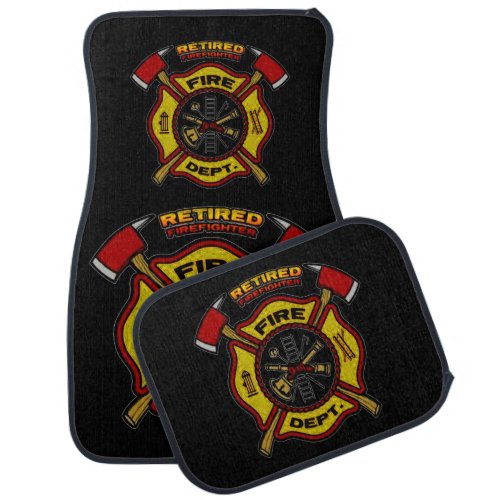 RETIRED FIREFIGHTER CAR FLOOR MAT