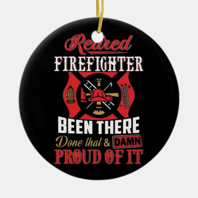 Retired Firefighter Ceramic Ornament (Front)