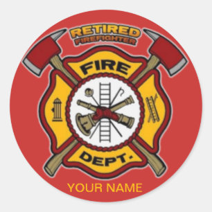 RETIRED FIREFIGHTER CLASSIC ROUND STICKER