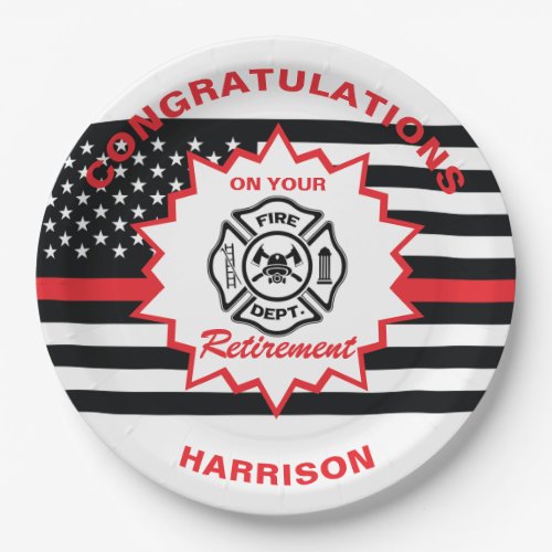 Retired Firefighter Congratulations Retirement Paper Plates