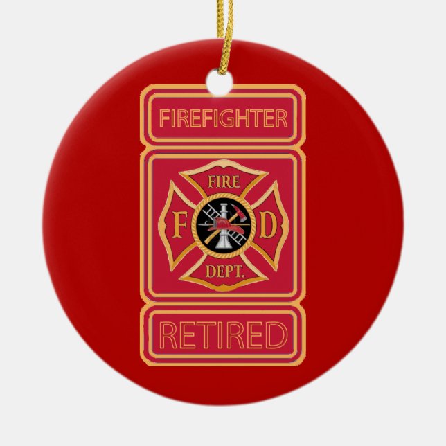 Retired Firefighter Custom Ceramic Ornament (Front)