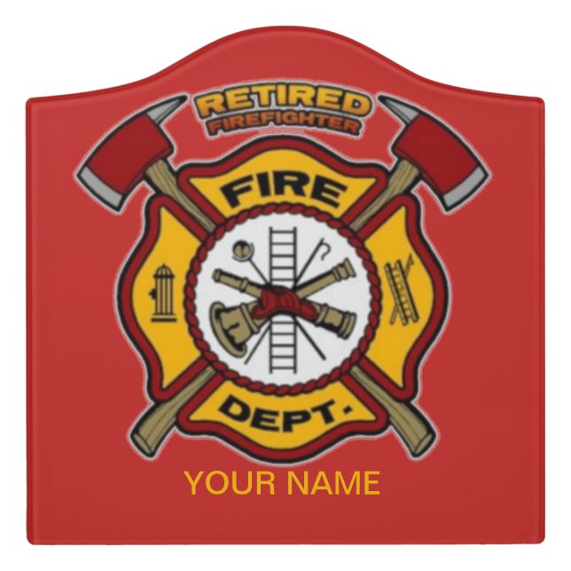 RETIRED FIREFIGHTER DOOR SIGN (Large Crest Front)